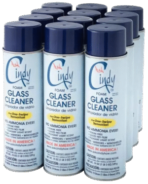 A group of glass cleaner spray bottles.