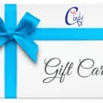 a gift card with a blue ribbon