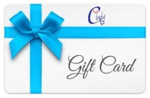 a gift card with a blue ribbon with white background