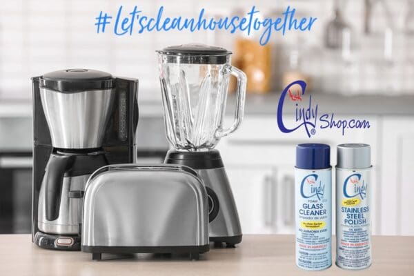 ask cindy shop: stainless steel counter top appliances: toaster, blender, coffee maker