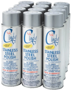 A group of 12 cans of Ask Cindy's stainless steel polish.